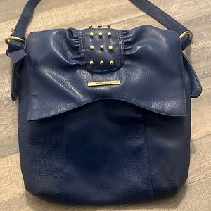 Matt & Nat Navy Blue Shoulder Bag with Gold Accents